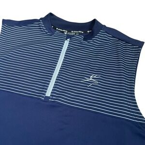 Levelwear Mens XL Navy Blue Striped Quarter Zip Sleeveless Golf Performance Top